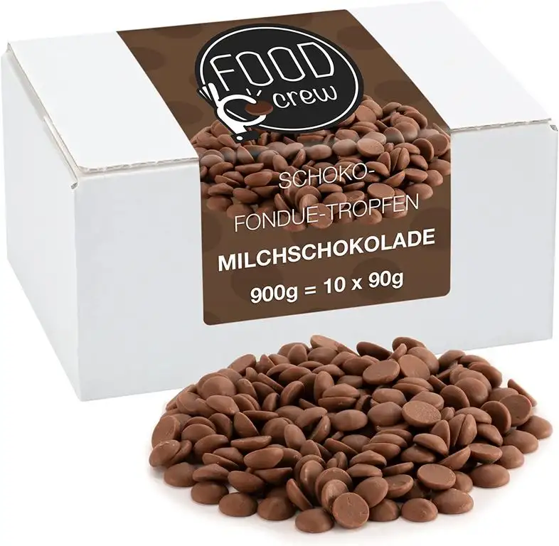 Sweet Wishes 900g Belgische Fondue-Schokolade Vollmilch-Drops - zart schmelzender Hochgenuss feine Leckerei für Schoko-Brunnen Fondue-Sets - beste Qualität - 10 Portionsbeutel je 90 g einzeln verpackt