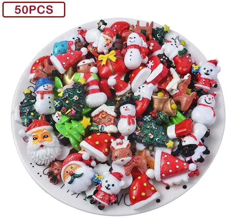 shewt Frohe Weihnachten Harz Flatback, Weihnachtsmann Elch Weihnachtsbaum Weihnachtssocken Schneemann Scrapbooking Verzierungen DIY Dekoration Handwerk Accessor (10/30/50/100 STÜCKE)
