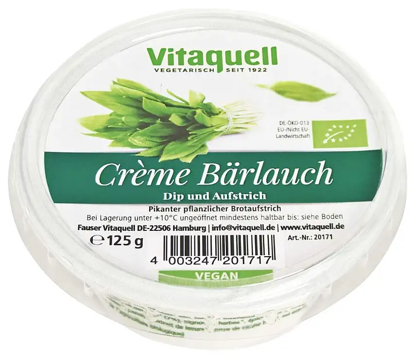 Vitaquell Bio Crème Bärlauch - veganer Frischkäse 125 g