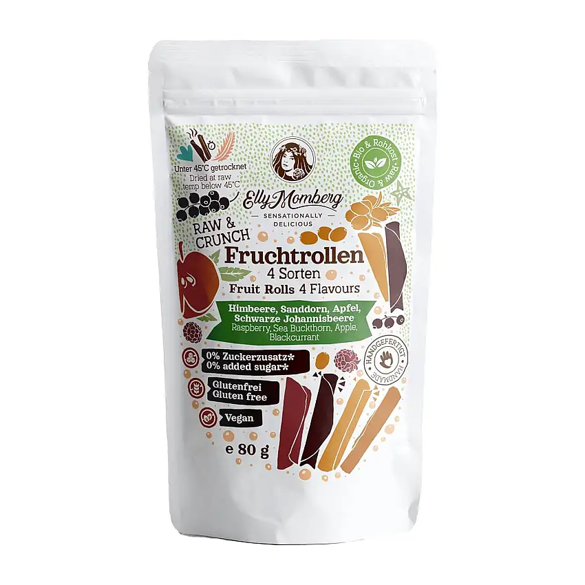 BIO-Rohkost - Fruchtrollen 80g - RAW & CRUNCH 4er Set