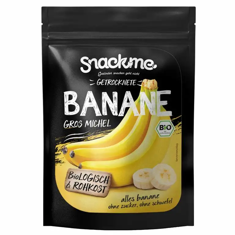 Bio getrocknete Fair Trade Bananen Gros Michel Trockenfrüchte getrocknet 500g Rohkost-Qualität ohne Zucker ungeschwefelt unbehandelt ungezuckert