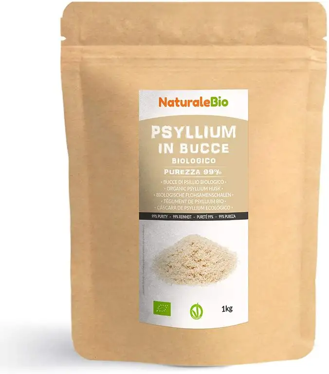 Flohsamenschalen Bio [ 99% Reinheit ] 1 kg. Organic Psyllium Husk. 100% Indishe, naturbelassen und rein. Ballaststoffreich und Vegan, zur Aufnahme in Wasser, Getränken oder Säften. NaturaleBio