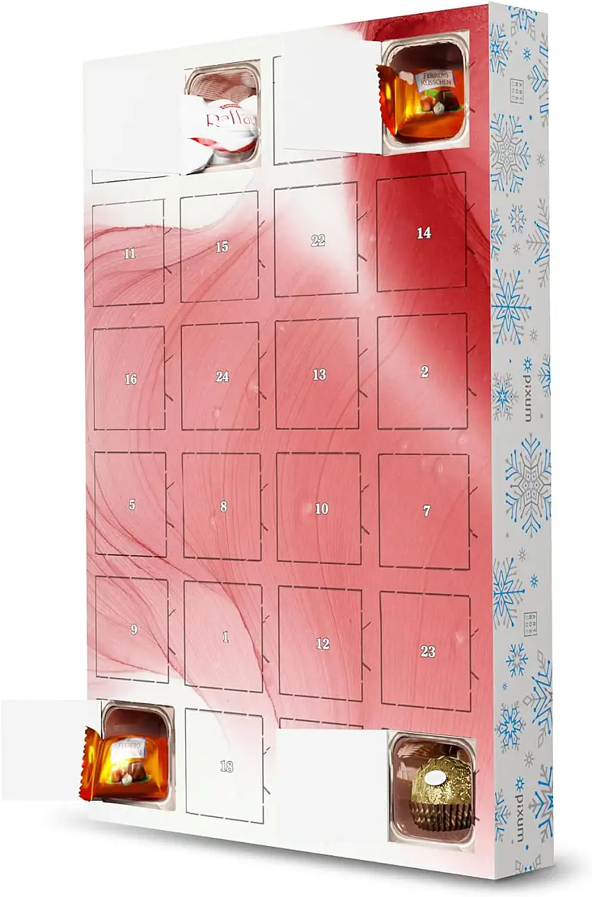 artboxONE Adventskalender mit Pralinen von Ferrero Abstract Rote Kunst Adventskalender Abstrakt