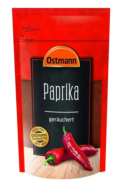 Ostmann Paprika süß geräuchert im wiederverschließbaren 250 g Standbeutel - Paprikapulver mit feiner Schärfe, gemahlener sowie geräucherter Paprika, für Fleisch-, Kartoffel- & Gemüsegerichte