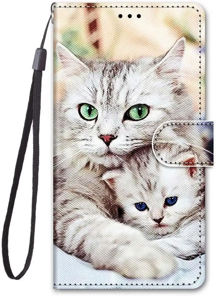 Miagon Full Body Flip PU Leder Schutzhülle für Samsung Galaxy A42,Bunt Muster Hülle Brieftasche Case Cover Ständer mit Kartenfächer,Mutter und Kind