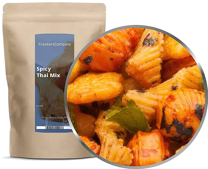3 x 250g Thai Reiscracker exotisch scharf bunte Snackmischung vegetarisch vegan laktosefrei fettarm