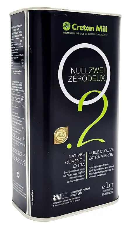 Olivenöl Extra Nativ 0,2% Säuregehalt 1 Liter Kanister aus Kreta Griechenland Premium Feinschmecker Gourmet Oliven Öl mit wenig Säure