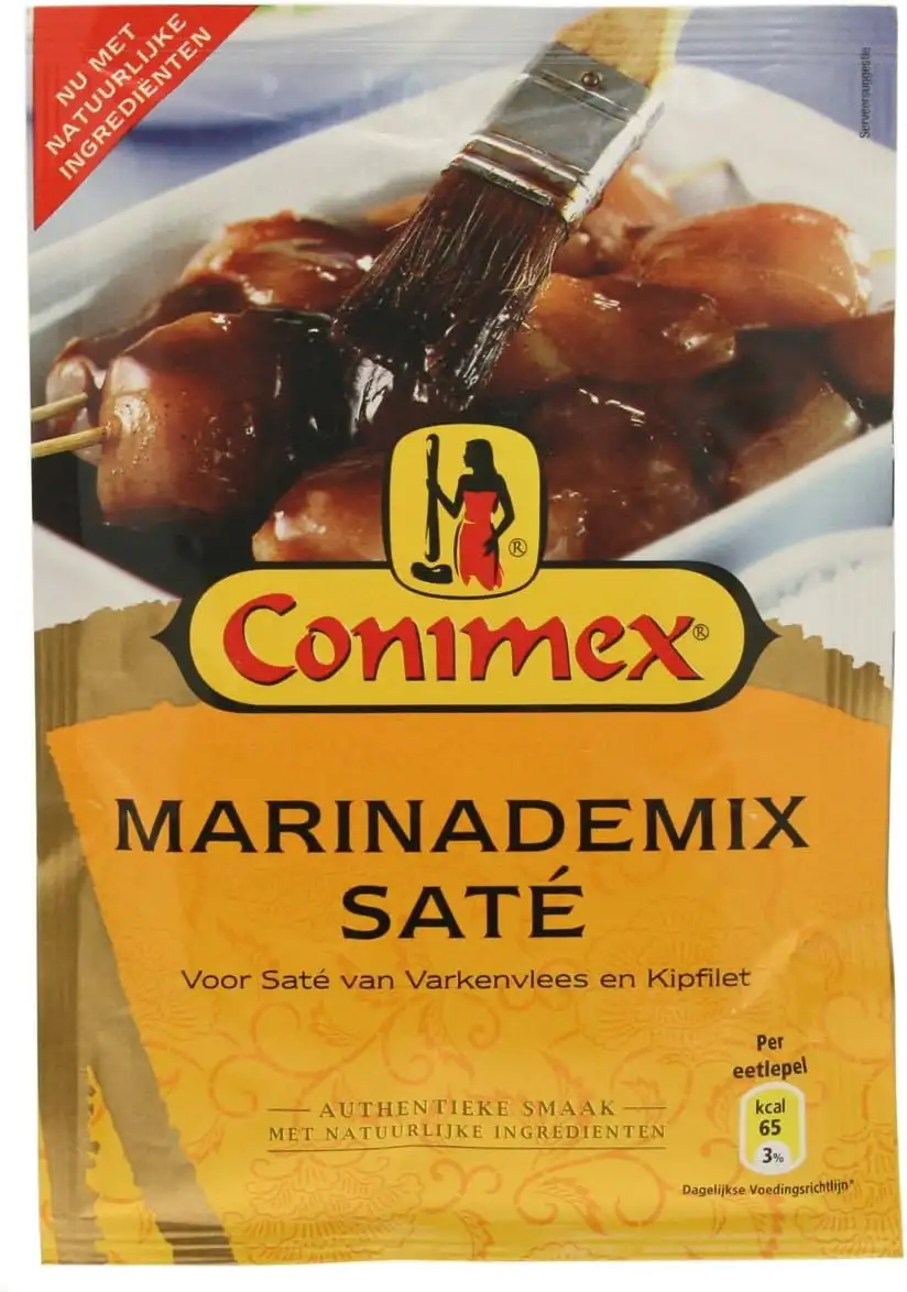 Conimex Marinademix Saté, Mix für Marinade für Fleisch, Geflügel, Fisch und Garnelen, Gewürze, 38g