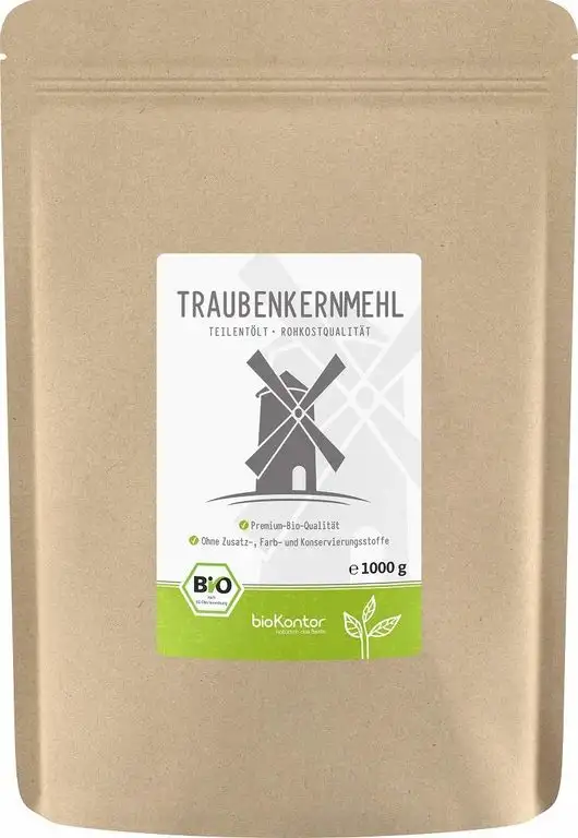 Traubenkernmehl BIO 1kg (1000 g) | teilentölt | 100% natürlich - ohne Zusatzstoffe I Rohkostqualität von bioKontor