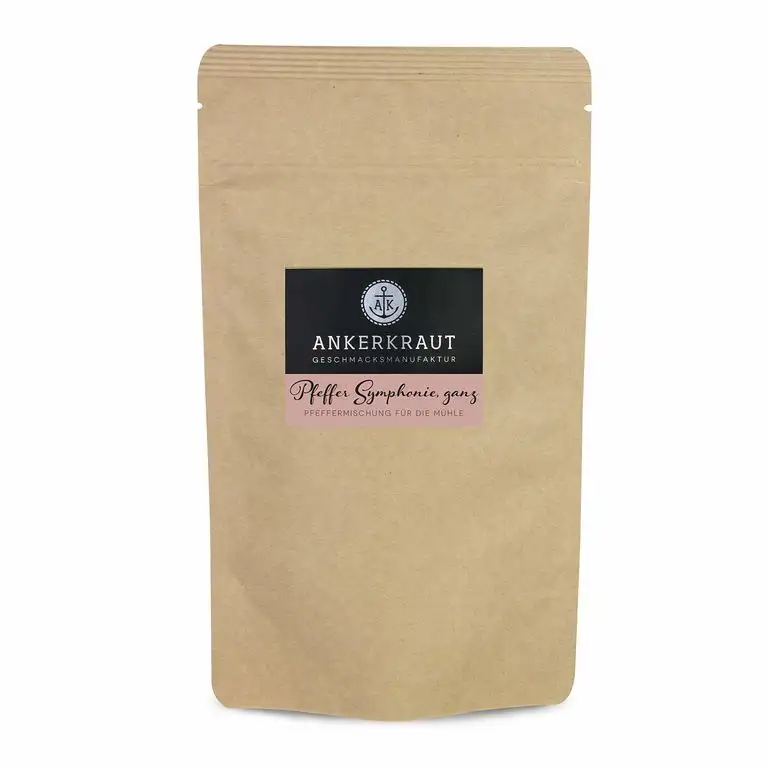 Ankerkraut Pfeffer-Symphonie, Steakhouse-Pfeffer, ganze Körner für die Mühle, 140g im Beutel
