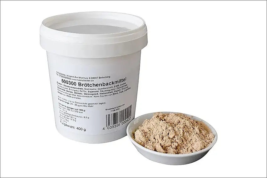 Hobbybäcker.de Brötchenbackmittel Enzyme Backmittel für kleine Brote, JETZT neue verbesserte Rezeptur, 400 g Dose