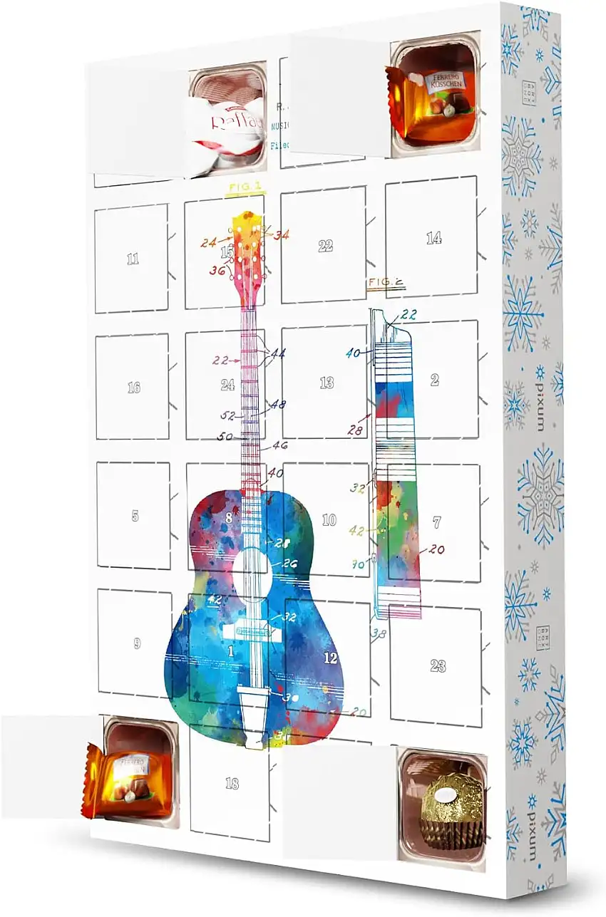 artboxONE Adventskalender mit Pralinen von Ferrero Acoustic Guitar patent Drawing Adventskalender Musik