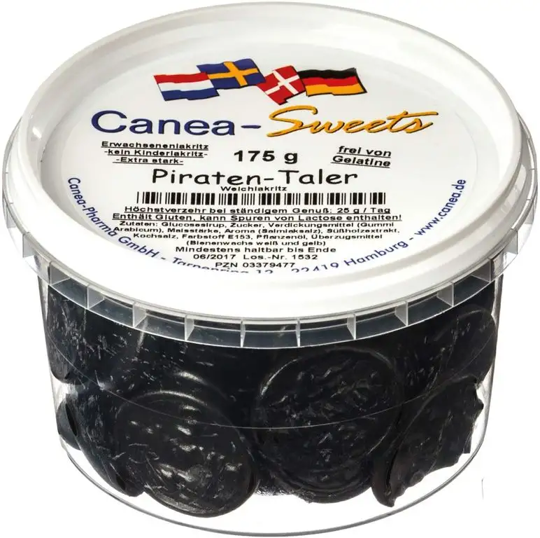 Canea-Sweets Super salziges Starklaritz, Lakritzmünzen PIRATEN Taler Dose, 1er Pack (1 x 175 g)