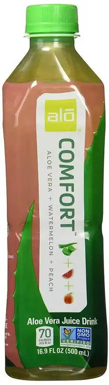 Alo Drink Comfort, Pet-Flaschen, Aloe Vera, Wassermelone und Pfirsich mit Aloe-Stückchen, 12er Pack, EINWEG (12 x 500 ml)