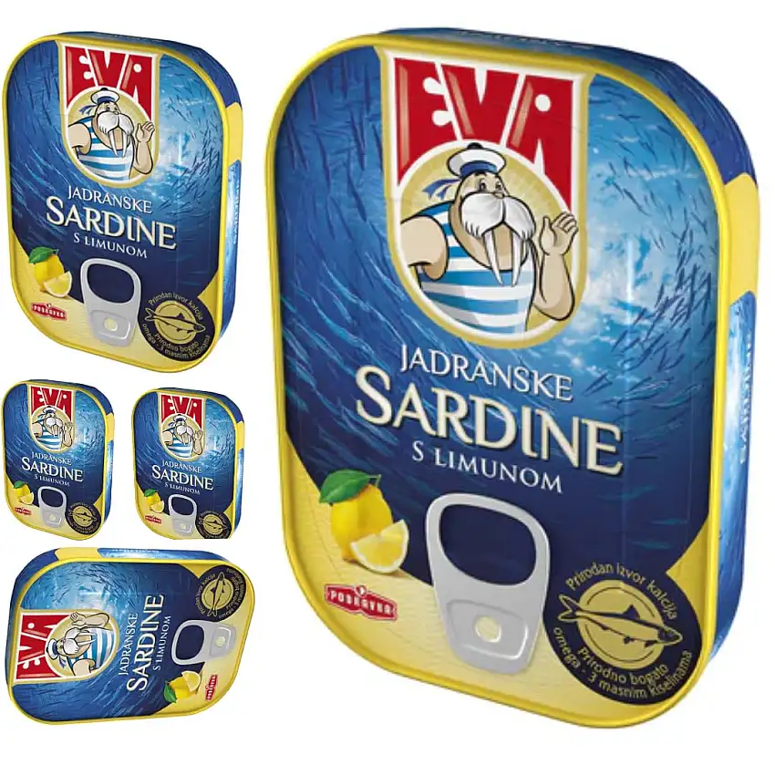 EVA Adriatische Sardinen mit Zitrone 115 Gramm Konserve x 5 Konserve
