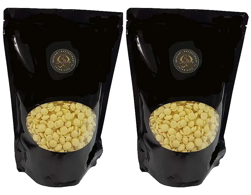 Legendary - CALLETS WEIß - Original belgische Schoko Drops, für Schokoladen-Fondue und Schoko-Brunnen, Ganache, Glasur, zum Trinken usw .(Weiß, 2 x 1 kg)