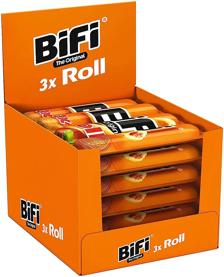 BiFi Roll – 10er Pack (10 x 3 x 45 g)– Snack im Teigmantel – Herzhafter, original Salami Fleischsnack – Snack im Teigmantel