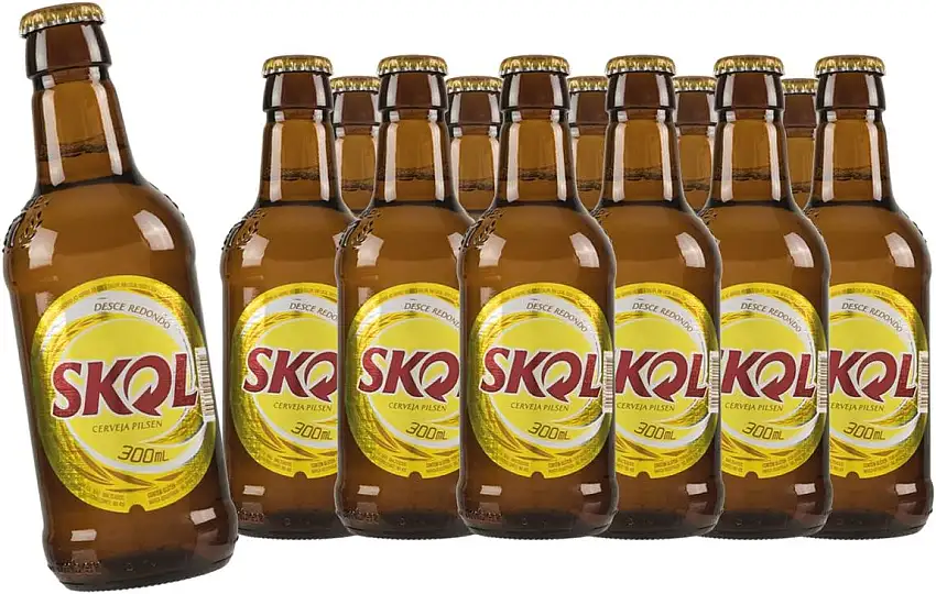 12er SKOL Bier Cerveja Flasche 300 ml mit 4,7% vol.