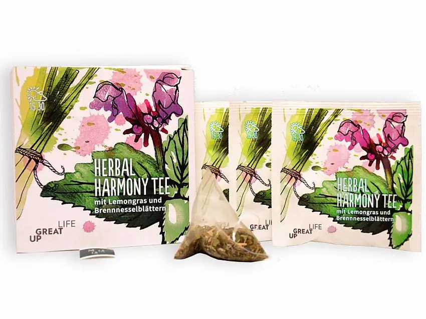 Herbal Harmony Functional BIO-Tee Mix (30 Stück). Lemongras Brennessel Tee mit Weißdorn, Melisse Birkenblättern | Zur Begleitung einer Cleansing Diät Kur | Anti-Stress | Vitalität | Basen Tee