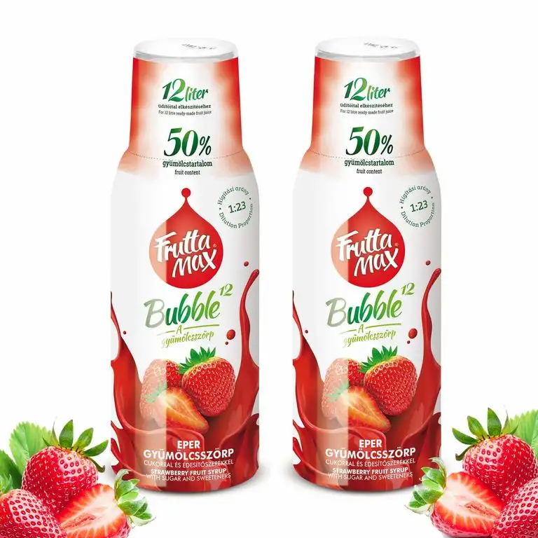 Frutta Max Getränkesirup Frucht-sirup Konzentrat | Erdbeere Geschmack | weniger Zucker | mit 50% Fruchtanteil | für Soda Maschine geeignet 2erPack(2x500ml)