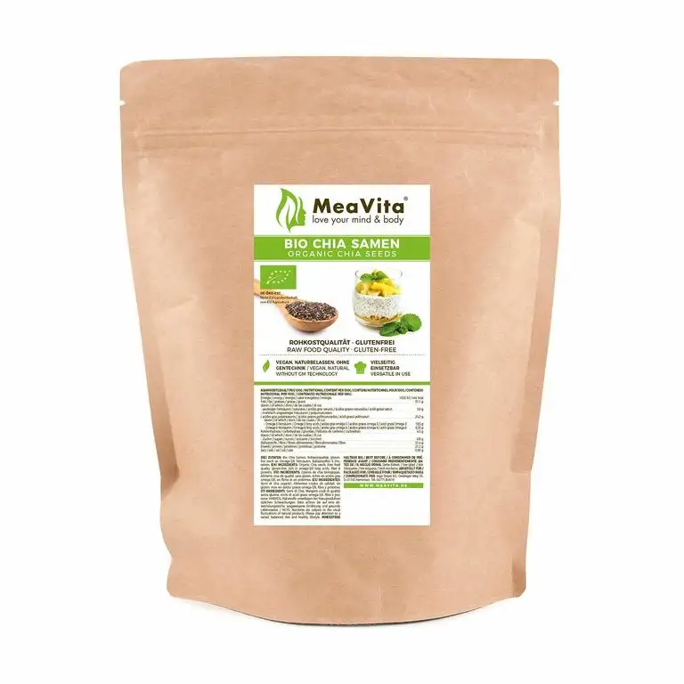 MeaVita Bio Chia Samen, (1 x 500g) naturbelassen, glutenfrei ohne Gentechnik
