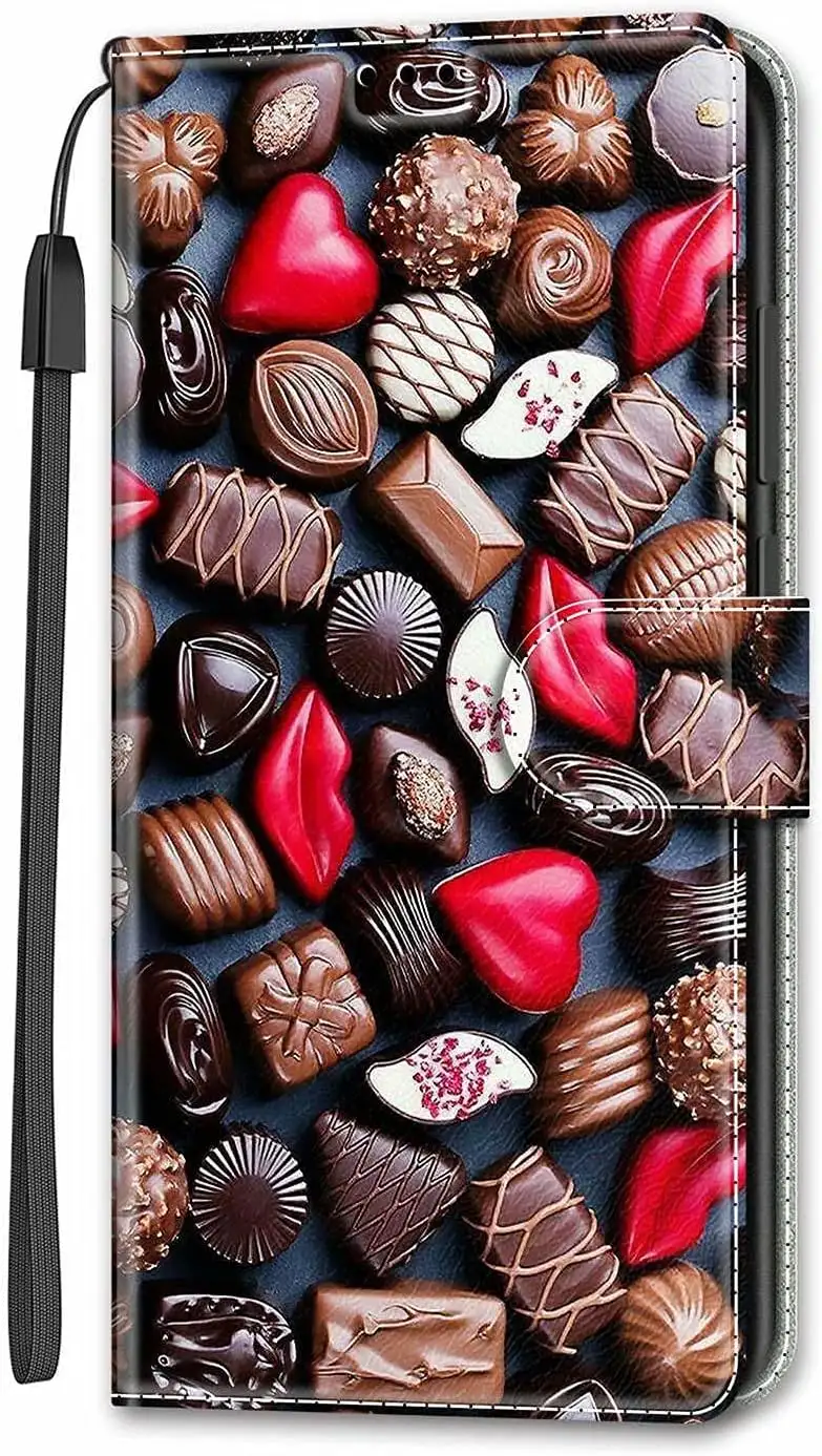 Miagon Brieftasche Cover für Samsung Galaxy S9,Kreativ Malerei Magnetische Folio Hülle PU Leder Schutzhülle Tasche Case Ständer mit Kartenfächer,Schokolade