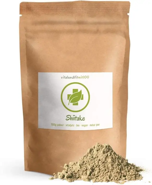 Bio Shiitake Pulver - 100 g - Lentinula edodes - auch"König der Pilze" genannt - 100% vegan und rein - in bewährter Bio- und Rohkostqualität - OHNE künstliche Zusatzstoffe