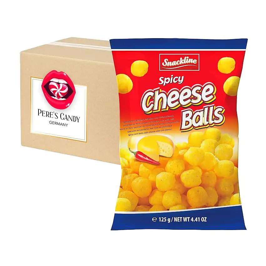 5 x 125 g Extrudierter Spicy Cheese Maissnack Knusprig-gepuffter Maissnack mit Geschenk von Pere's Candy