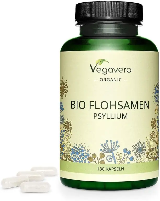 BIO FLOHSAMENSCHALEN Kapseln Vegavero ® | 3000mg pro Tagesdosis | LABORGEPRÜFT | 180 Kapseln | Ballaststoffe für die Verdauung | Psyllium Husk aus Indien | Ohne Zusatzstoffe | Vegan