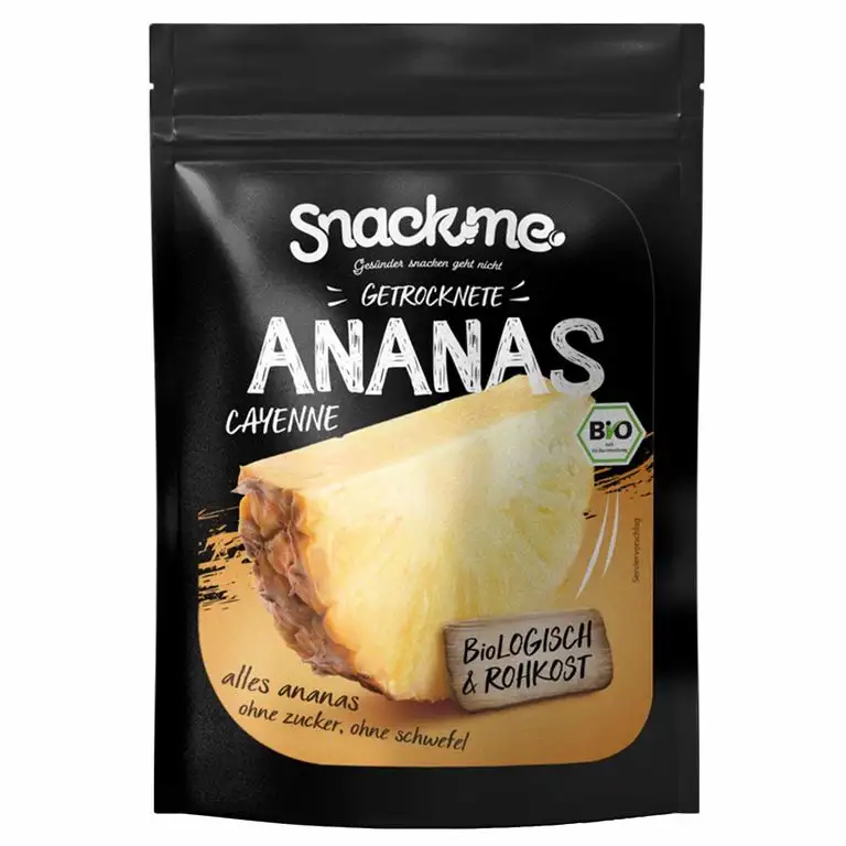 Zuckersüße Bio getrocknete Fair Trade Ananas-Ringe Cayenne Trockenfrüchte getrocknet 500g Rohkost-Qualität ohne Zucker ungeschwefelt unbehandelt ungezuckert