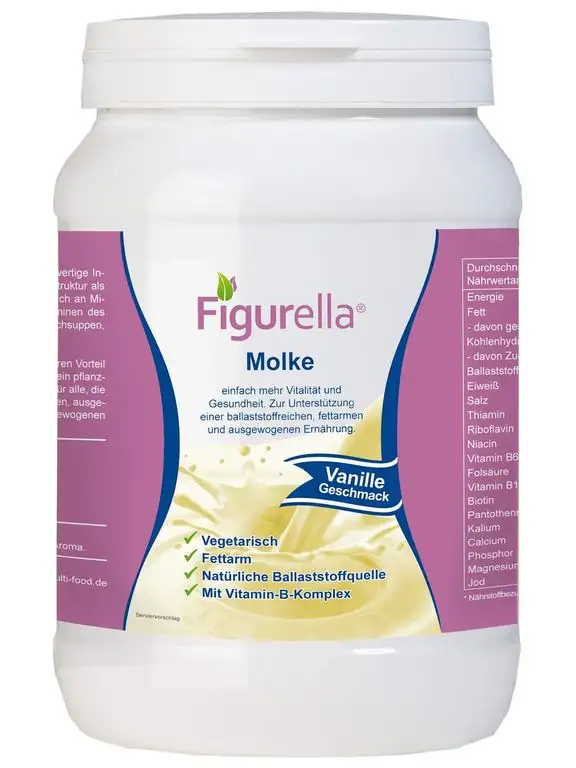 Abnehmen mit Molke | Süßmolkenpulver mit Eiweiß für Trennkost, Molkenfasten, Diät, Entwässerung, Entschlackung, Entgiftung | Der Vital-Shake und Wellnessdrink | Figurella Molke (Vanille 750 g)