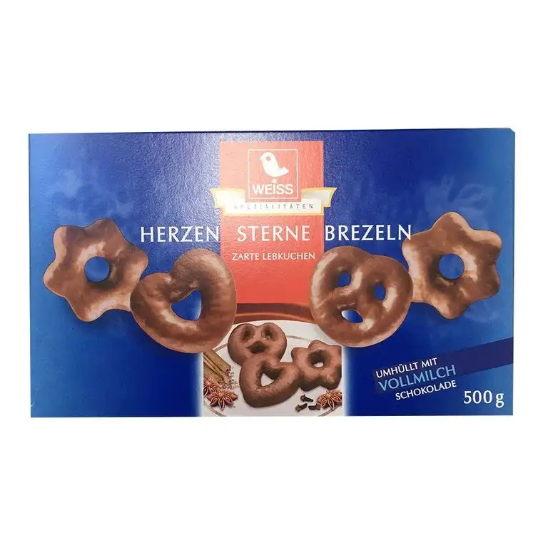 Weiss Herzen Sterne Brezeln Vollmilch