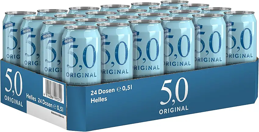 5,0 Original Helles, 24er Dosentray, EINWEG (24 x 0,5l)