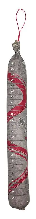 Adventskalender 2019 - der besondere Kalender zum Advent - leckere Salami mit 24 Schneide - Türchen. Gesamtgewicht 350g (Design rot)