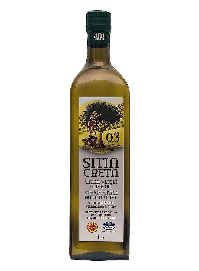 Griechisches Extra Natives Olivenöl - Sitia Creta - 0,3% Säuregehalt - Koroneiki Oliven - kaltgepresst & filtriert - natur - mildes Ölivenöl - 1 Liter - premium Qualität - Geschenkidee