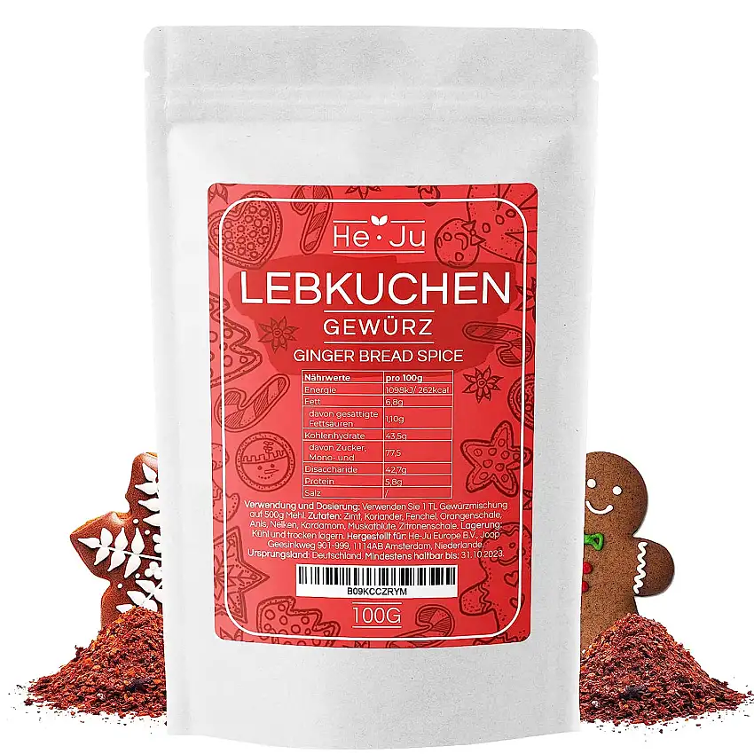 Lebkuchengewürz zum Backen von Weihnachtsgebäck, Lebkuchen und Honigkuchen, Weihnachtsgewürze für Lebkuchen, 1x 100g