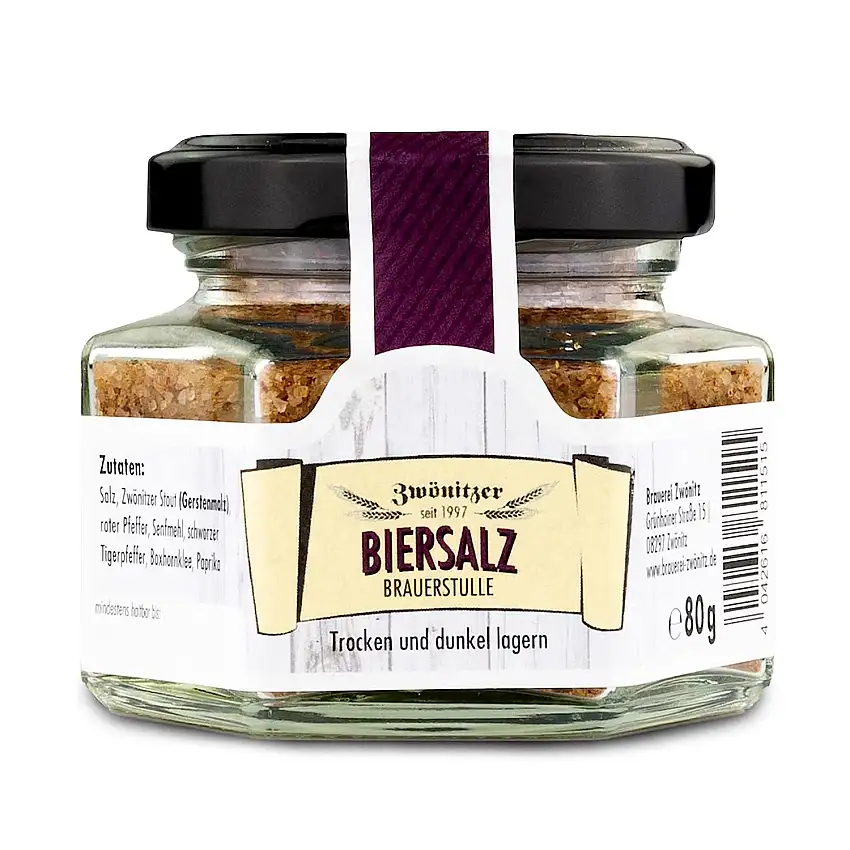 Brauerei Zwönitz Biersalz „Brauerstulle“/ Gewürzmischung/ Bier Salz als Geschenk für Feinschmecker/ Geschenk für Männer/ Geschenkidee für Bier Liebhaber/ Grillgewürz