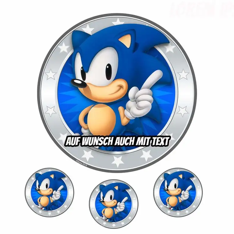 Tortenaufleger aus Zuckerpapier - Tortenbild Geburtstag Tortenplatte Zuckerbild Motiv: Sega Sonic Disney 04