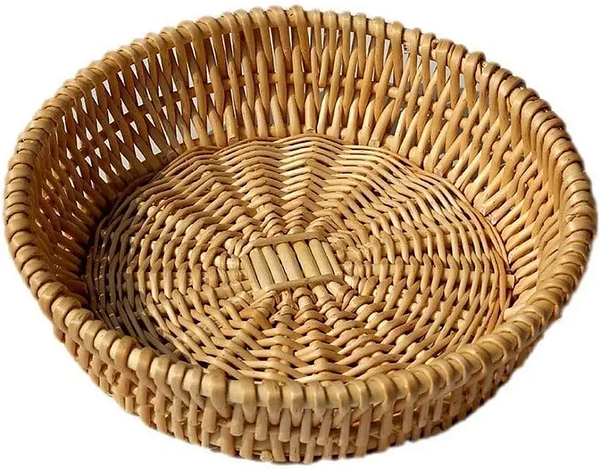 TBUDAR Obstkorb Früchtekorb Rund Weidenkorb Früchtebrot Tray-Speicher-Korb Willow Handweb Basket Natural Color Obstkorb Tischdekoration Obstschale