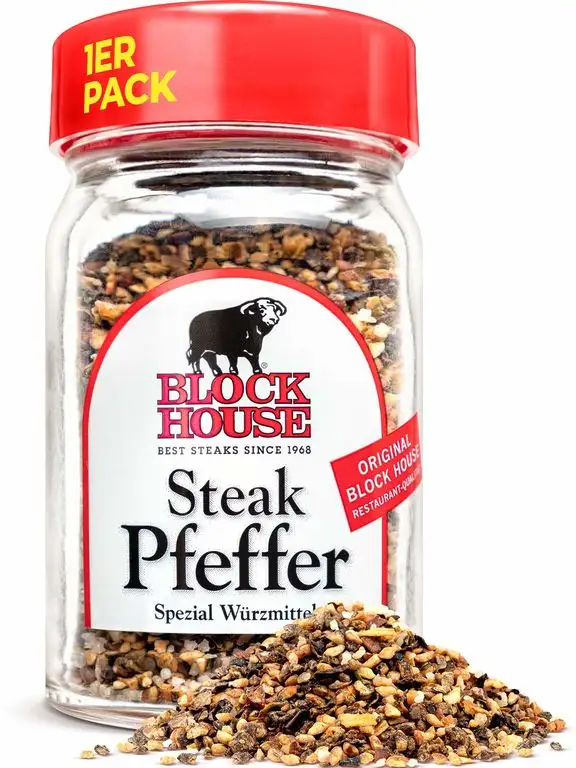 Block House Steak Pfeffer 50g Gewürzmischung im Glas – in Restaurantqualität