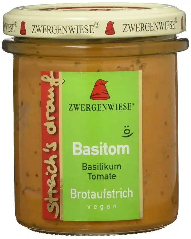 Zwergenwiese Bio Aufstrich streichs drauf Basitom (Basilikum-Tomate) laktosefrei, 160 g