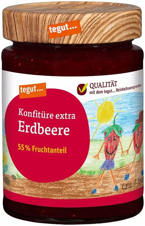 tegut… Fruchtaufstrich Erdbeere - 60 % Fruchtanteil, 1 x 340 g