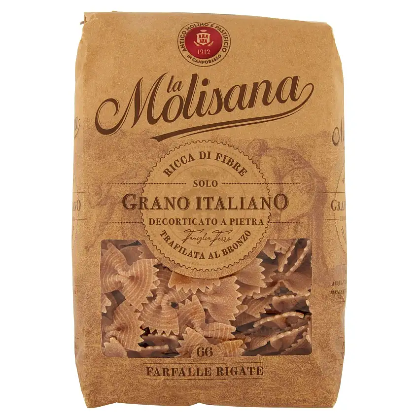 La Molisana, Vollnudeln Schmetterlinge Rigate Nr. 66 kurze Nudeln, nur italienisches Weizen - 500 g