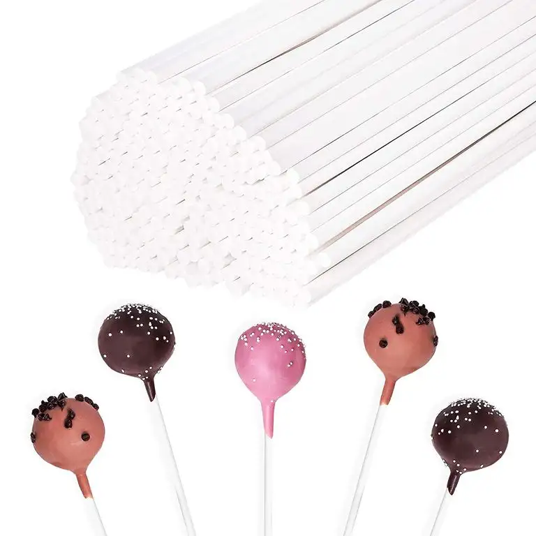 Juvale Kuchen-Pop-Sticks - 300-Count 6-Inch Papier-Stöcke für Lollipops, Süßigkeiten Äpfel, Kuchen-Pop, Weiß