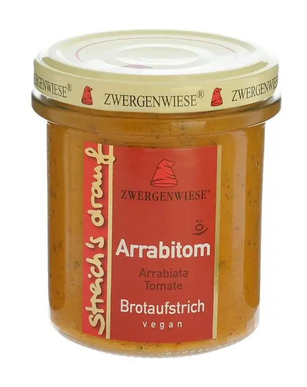 Zwergenwiese Bio Aufstrich streichs drauf Arrabitom (Arrabiata-Tomate) laktosefrei, 160 g