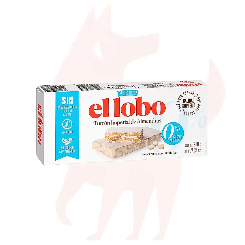 El Lobo – Almond Brittle Bar No Sugar Added 200g | Hergestellt aus Mandeln und Eiweiß | Knusprige Textur | Typische Weihnachtssüßigkeit, höchste Qualität, 0 % Zucker, glutenfrei, traditionell