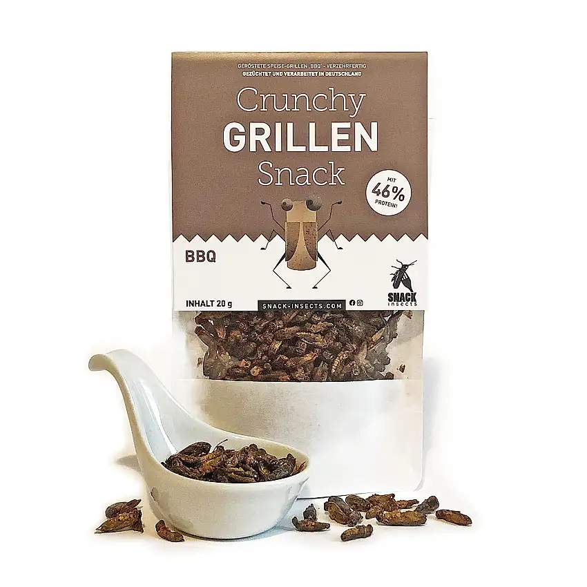 Crunchy Grillen 'BBQ' - 20g Insekten Snack zum Sofortverzehr oder als Kochzutat - Insektensnack von 'SNACK insects'