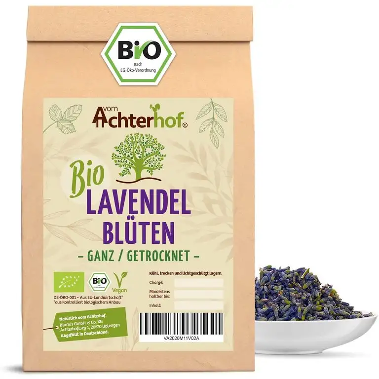 Lavendelblüten Bio Lavendel getrocknet (100g) aus Frankreich als Bio-Lavendel-Tee oder Gewürz vom-Achterhof