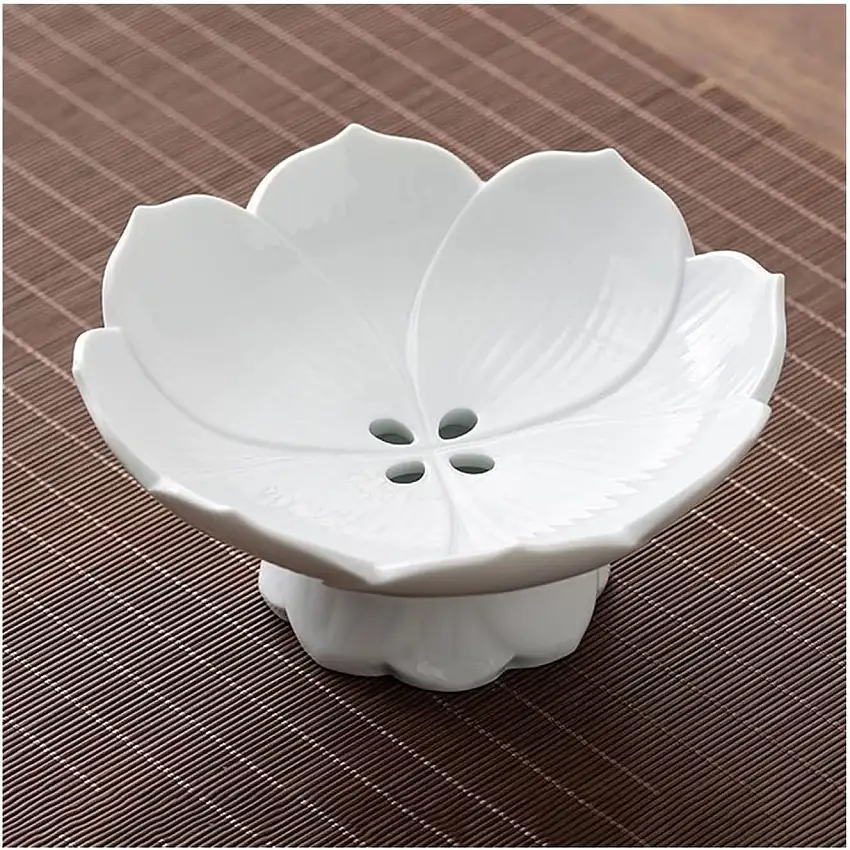 SISWIM Obstkörbe Abflussbare Obstplatte kreativer Lotusform Split Keramik Dessert Teller Fruchtschale getrocknete Obstbonbonteller Obstschale (Color : D)