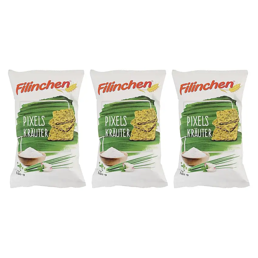 3er Pack Filinchen Pixels Kräuter-Mix 3 x 100 g kleiner Snack Knabberzeug